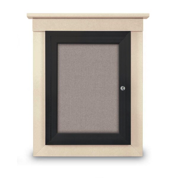 42"x32" 2-Door Enclosed Letterboard, Blue Felt/Cherry
